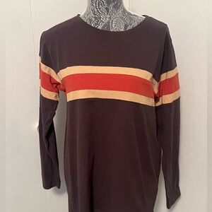Easel Long Sleeve Heavy Duty Long Sleeve With  Horizontal Stripes